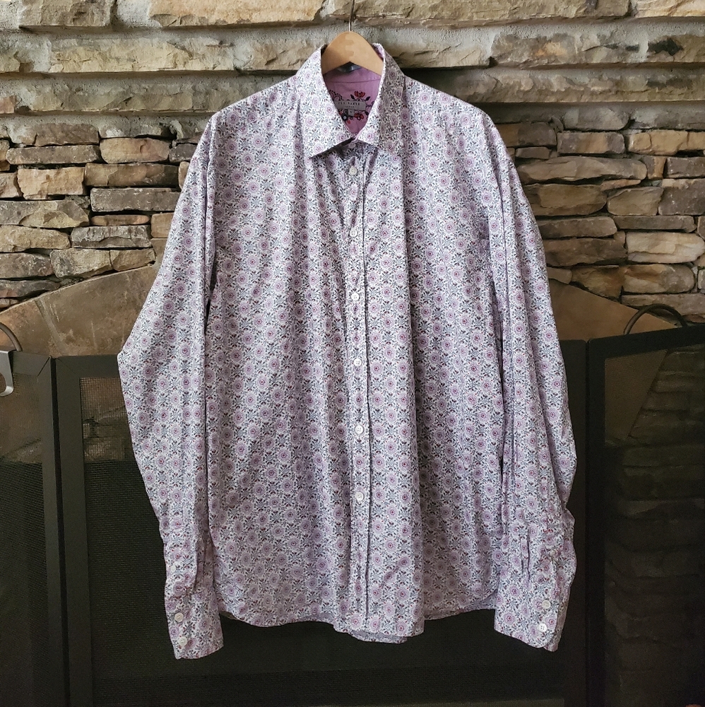 Last chance !! Ted Baker London Men's Floral Button Down Shirt